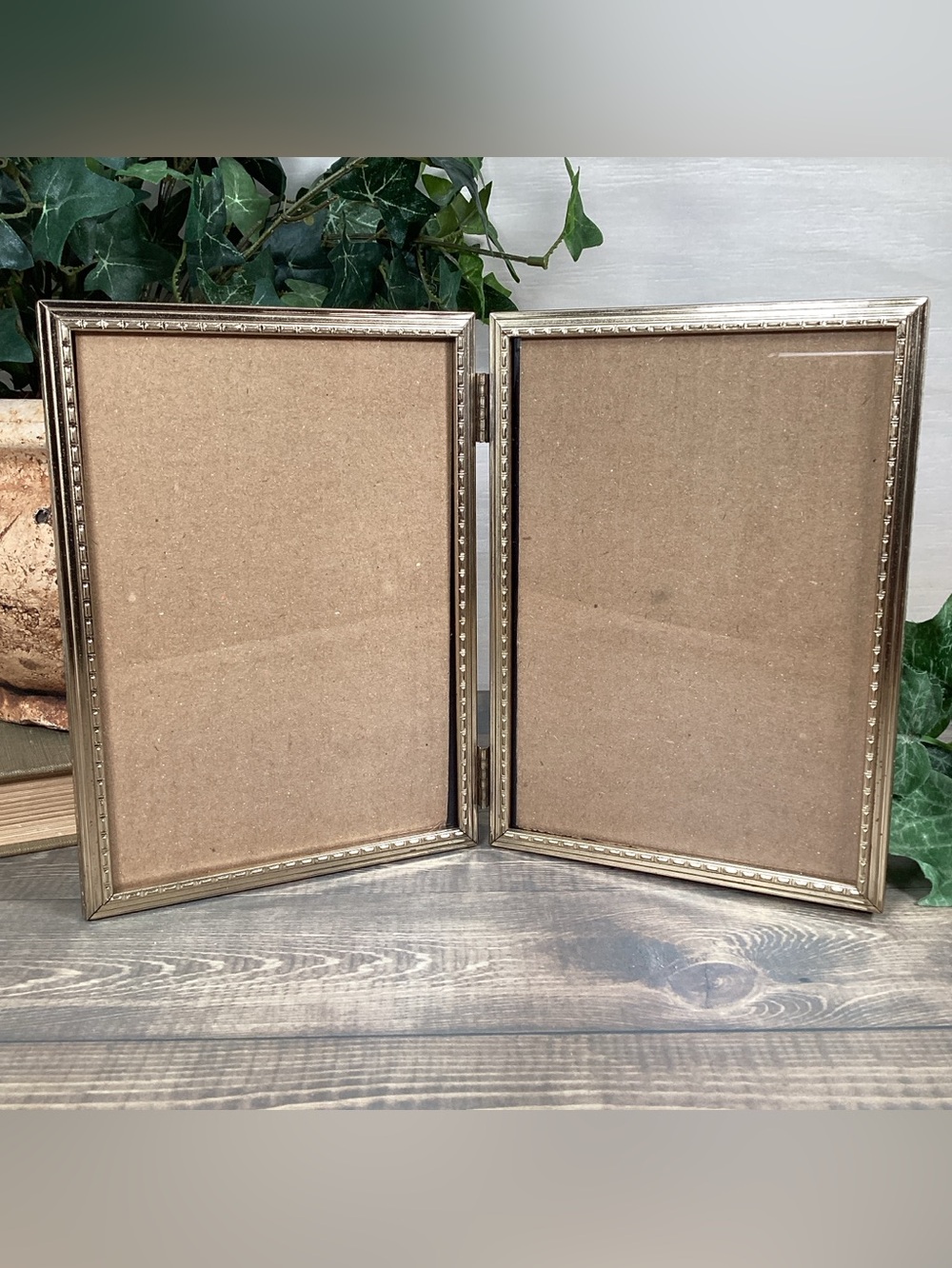 Vintage Brass Double Picture 5"x7" Frame, Table Top Photo Frames